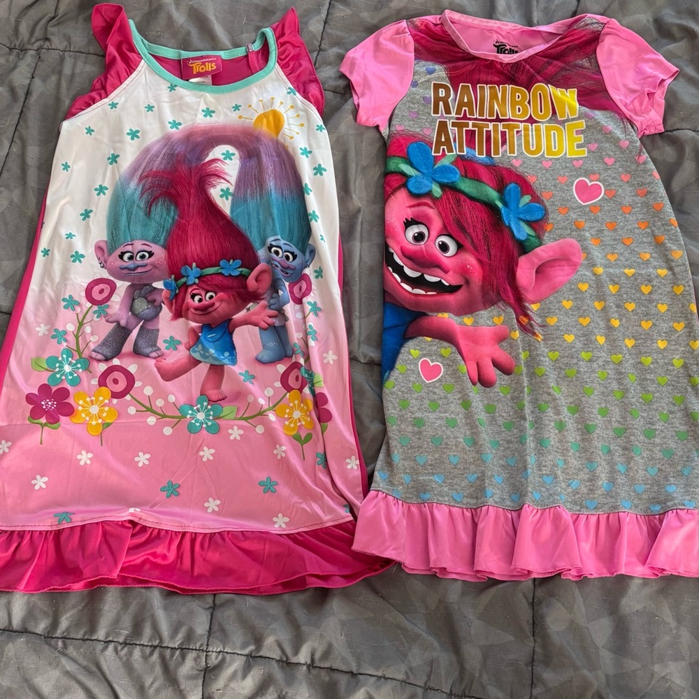 Dreamworks Trolls Nightgowns - Pink and Gray